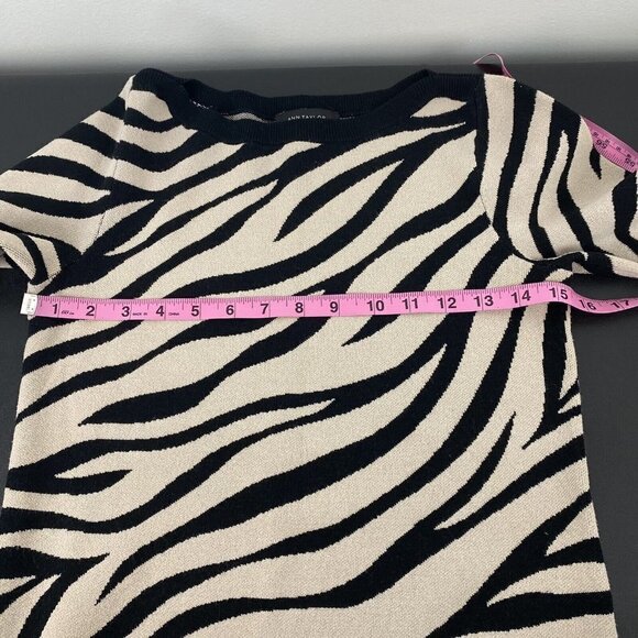 Ann Taylor Women's Zebra Print Sweater Size XS Animal Print Black Tan Pullover - Picture 5 of 7